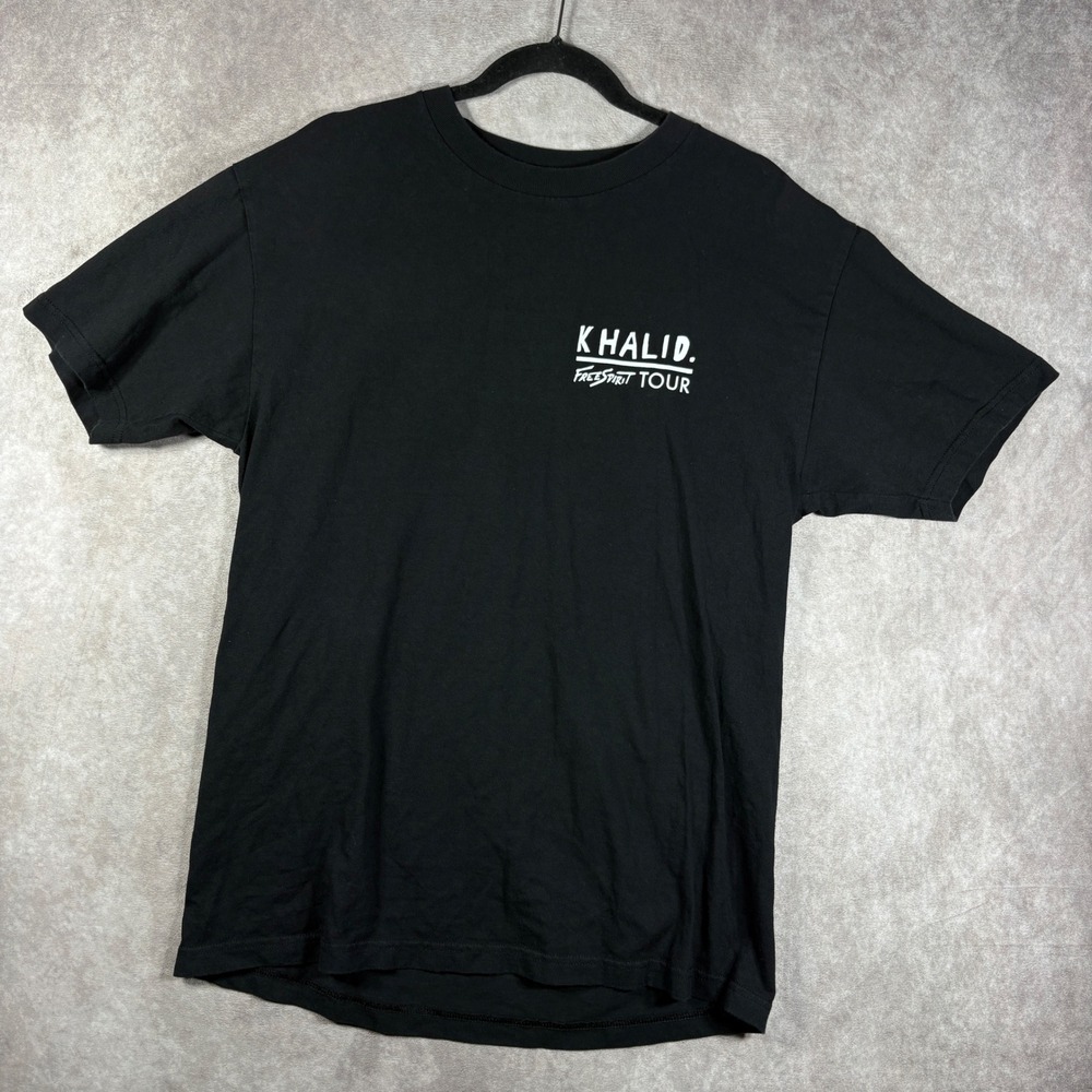 Khalid T-Shirt Men L Black Free Spirit Tour Graphic Concert Merch Short Sleeve
